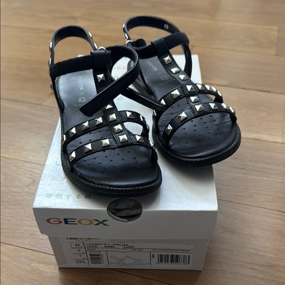 Geox Black Studded Sandals Karly size 2